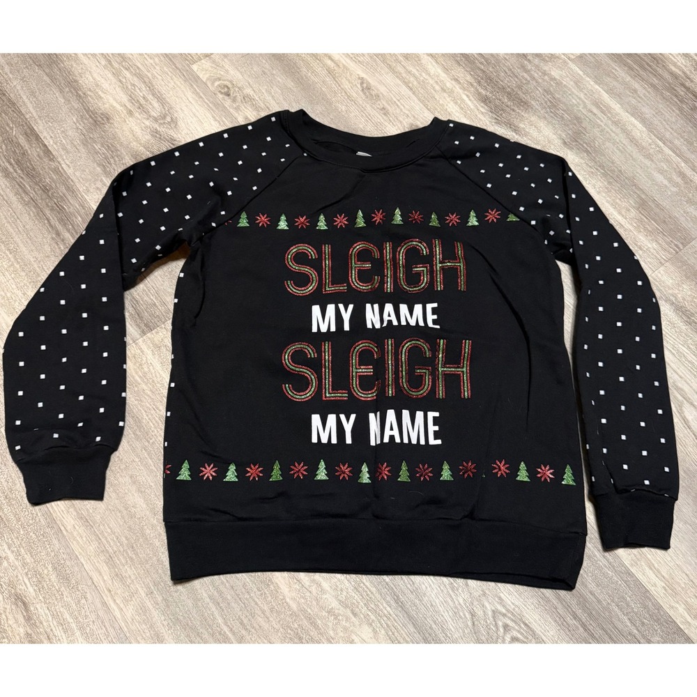 Freeze Ugly Christmas Sweater Womens S Sleigh My Name Black Long Sleeve‎